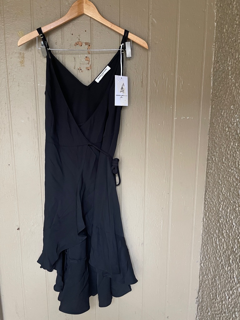 Amanda Uprichard Ruffle Wrap Sleveless Mini Dress In Black Size S